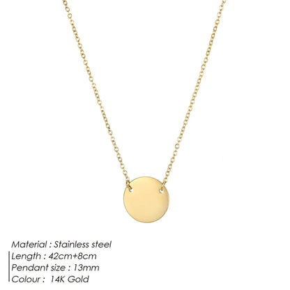 304 Stainless Steel 14K Gold Plated Simple Style Classic Style Commute Round Solid Color Pendant Necklace