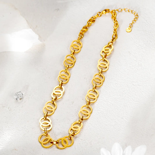 Wholesale Jewelry Simple Style Classic Style Solid Color 304 Stainless Steel 14K Gold Plated Plating Necklace