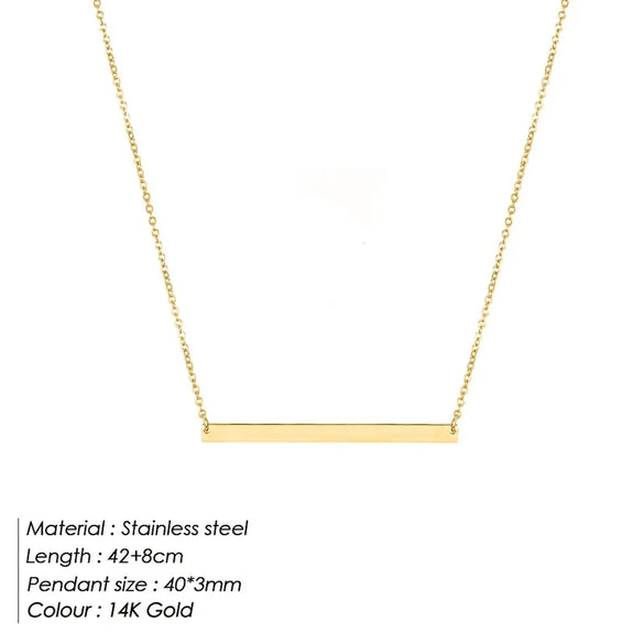Wholesale Jewelry Simple Style Classic Style Customization Laser Engraving Solid Color 304 Stainless Steel 14K Gold 14K Gold Plated Plating Pendant Necklace