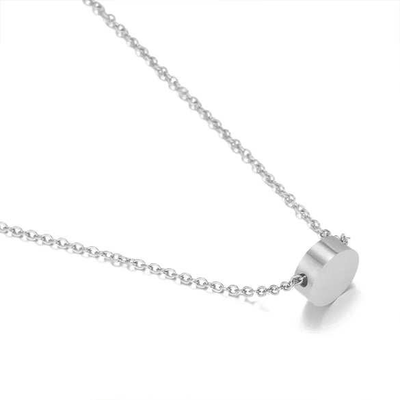 Wholesale Jewelry Simple Style Classic Style Customization Laser Engraving Solid Color 304 Stainless Steel 14K Gold 14K Gold Plated Plating Pendant Necklace