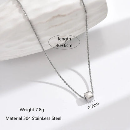 304 Stainless Steel 14K Gold Plated Simple Style Classic Style Polishing Plating Square Pendant Necklace