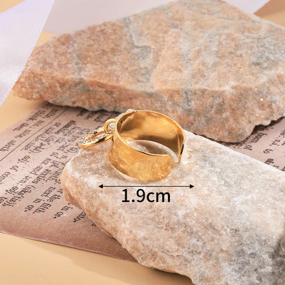 304 Stainless Steel 14K Gold Plated Simple Style Heart Shape Zircon Charm Rings