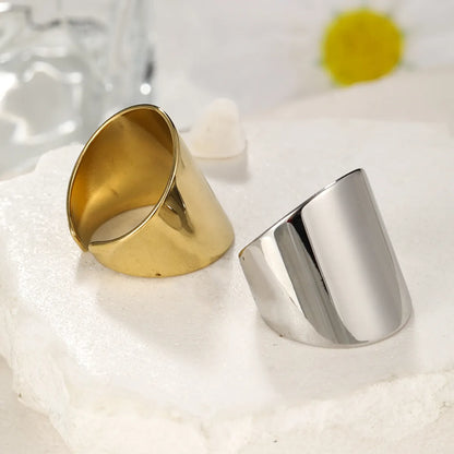 304 Stainless Steel 14K Gold Plated Simple Style Polishing Solid Color Open Rings