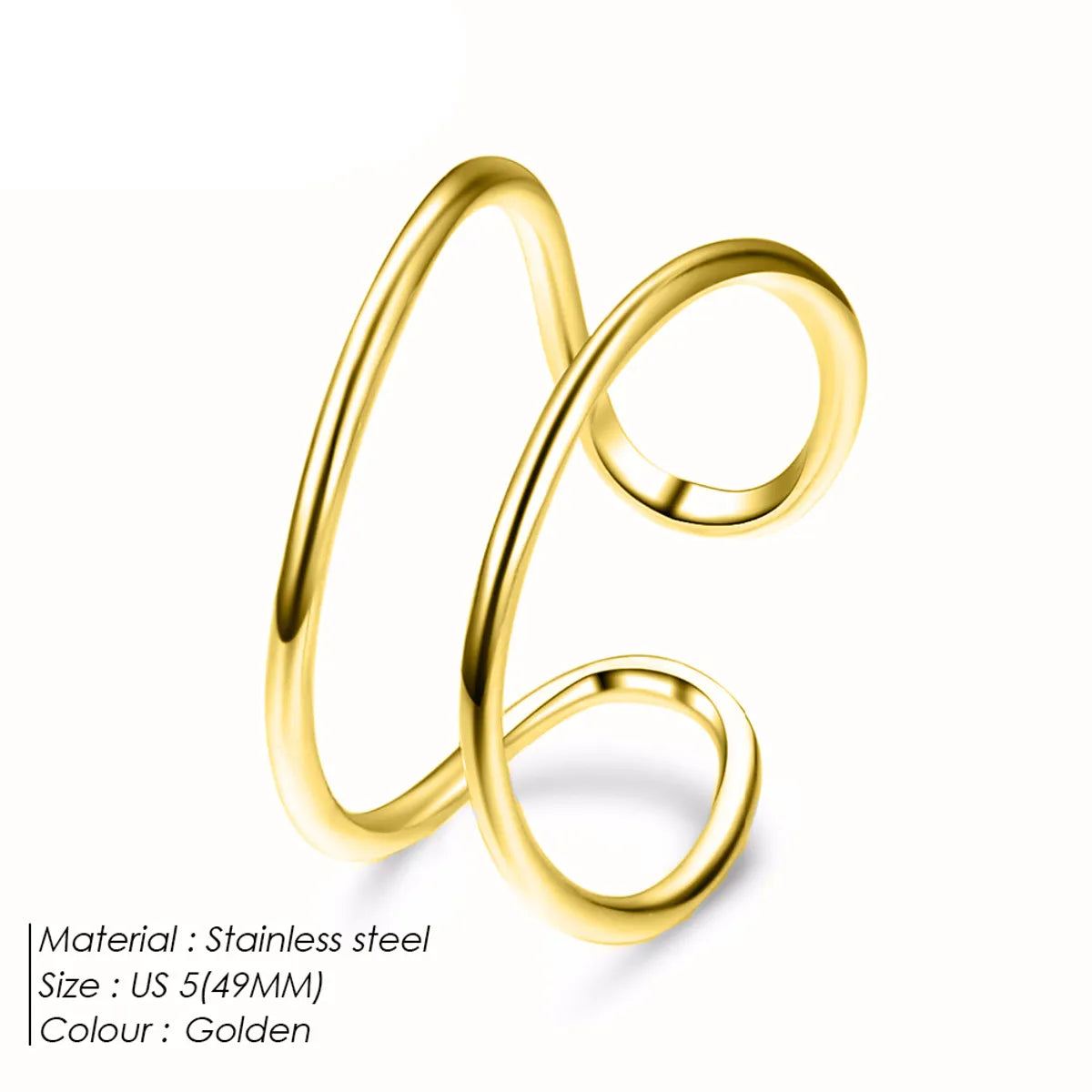 304 Stainless Steel 14K Gold Plated Simple Style Solid Color Open Rings