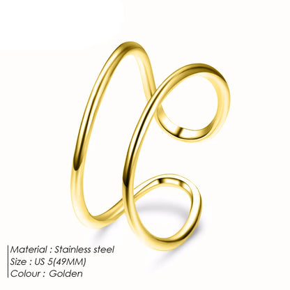 304 Stainless Steel 14K Gold Plated Simple Style Solid Color Open Rings