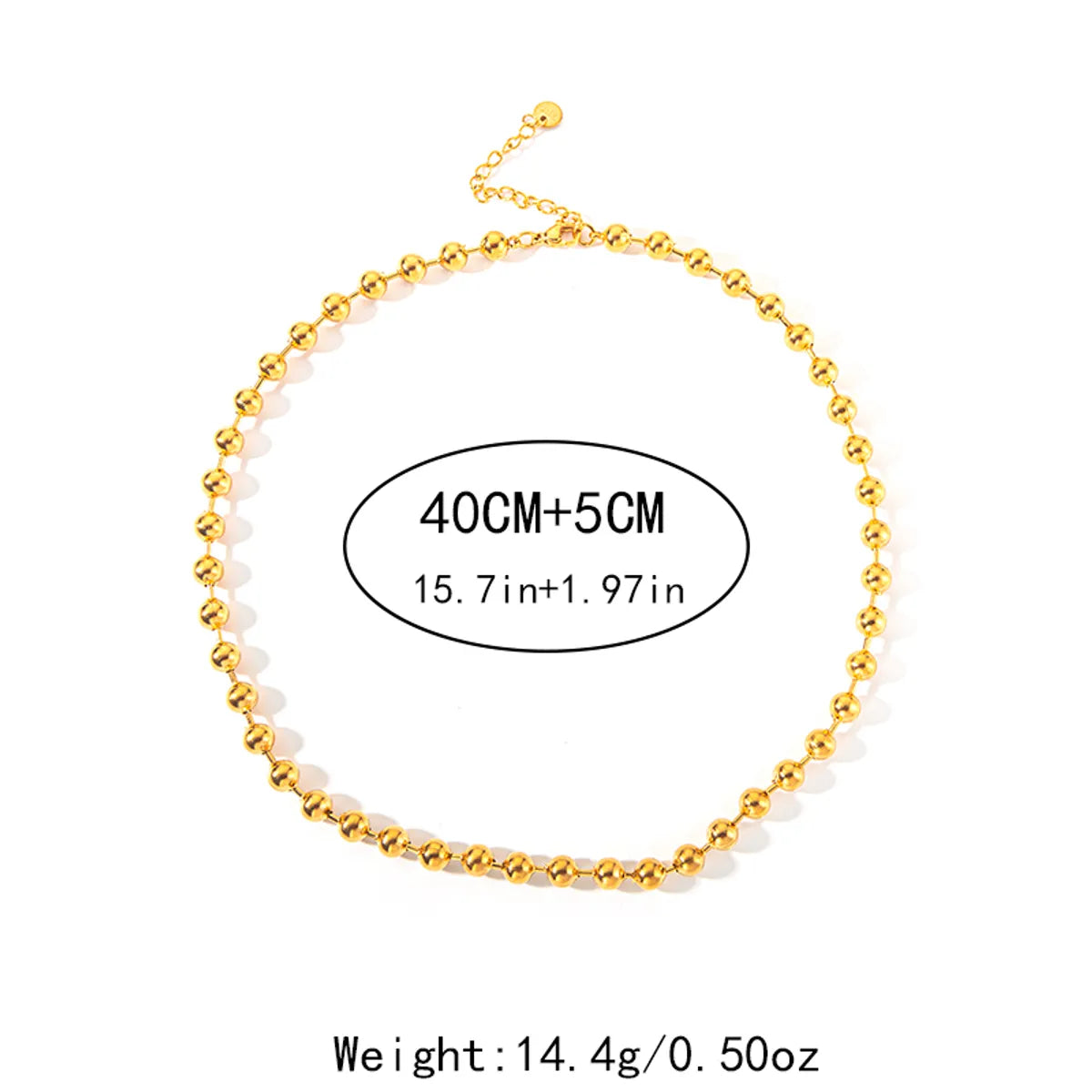 304 Stainless Steel 14K Gold Plated Simple Style Streetwear Plating Round Necklace