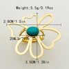 304 Stainless Steel 14K Gold Plated Vintage Style Roman Style Commute Plating Hollow Out Inlay Geometric Flower Turquoise Rings
