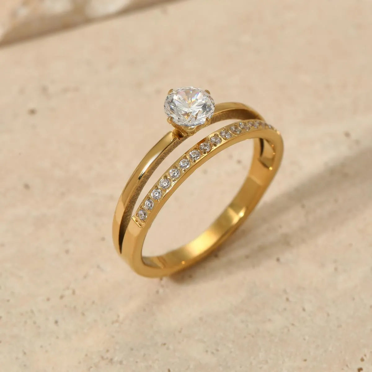 304 Stainless Steel 16K Gold Plated White Gold Plated Gold Plated Casual Cute Plating Solid Color Rings