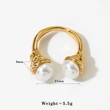 304 Stainless Steel 16K Gold Plated White Gold Plated Gold Plated Casual Plating Inlay Round Artificial Pearls Rings