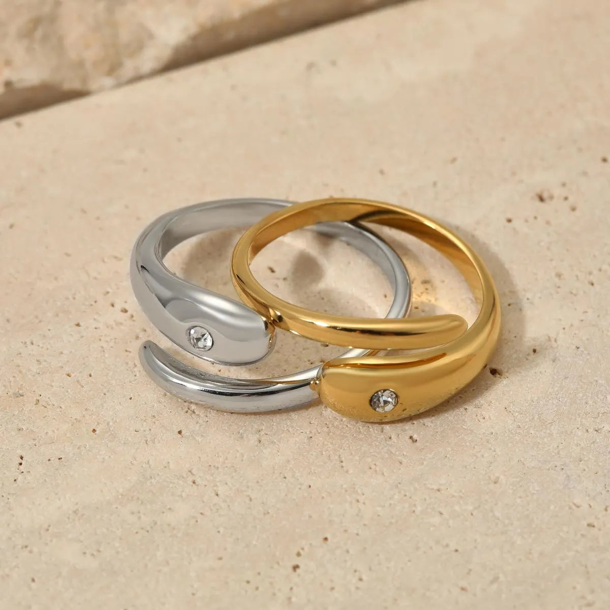 304 Stainless Steel 16K Gold Plated White Gold Plated Gold Plated Casual Plating Solid Color Rings