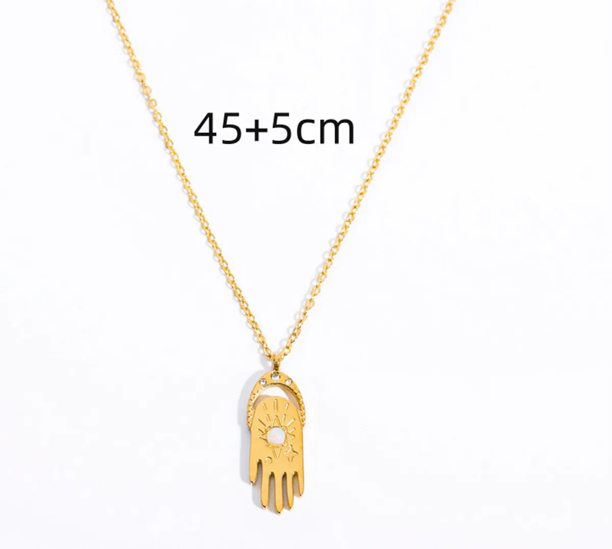 304 Stainless Steel 18K Gold Plated Basic Modern Style Classic Style Enamel Plating Inlay Devil'S Eye Oval Zircon Pendant Necklace