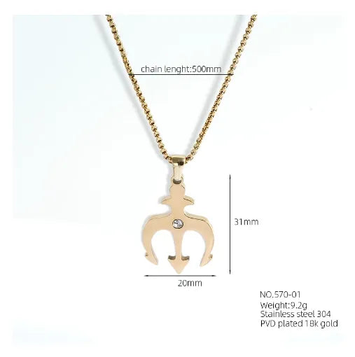 304 Stainless Steel 18K Gold Plated Basic Modern Style Classic Style Inlay Geometric Cross Rhinestones Pendant Necklace