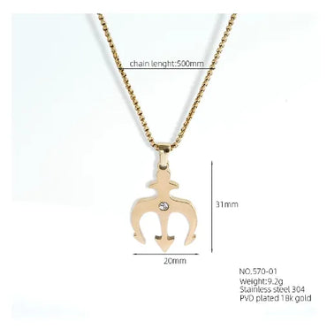 304 Stainless Steel 18K Gold Plated Basic Modern Style Classic Style Inlay Geometric Cross Rhinestones Pendant Necklace