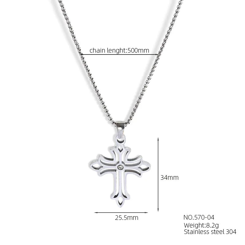 304 Stainless Steel 18K Gold Plated Basic Modern Style Classic Style Inlay Geometric Cross Rhinestones Pendant Necklace