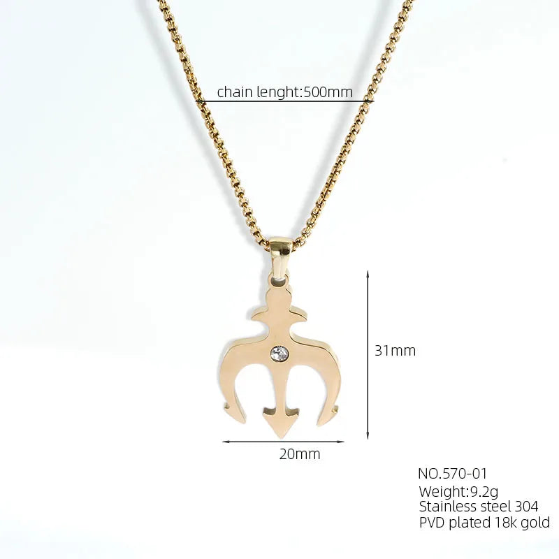 304 Stainless Steel 18K Gold Plated Basic Modern Style Classic Style Inlay Geometric Cross Rhinestones Pendant Necklace