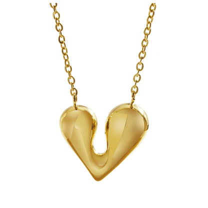 304 Stainless Steel 18K Gold Plated Basic Modern Style Classic Style Irregular Heart Shape Pendant Necklace