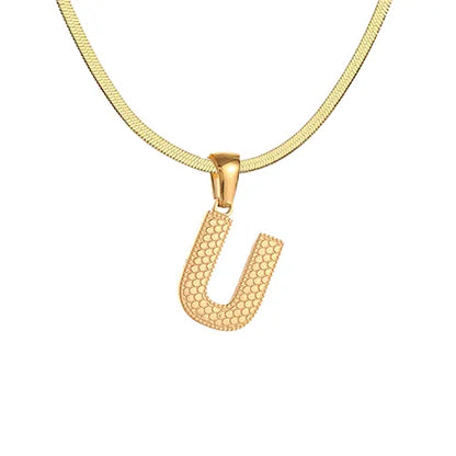 Wholesale Jewelry Basic Modern Style Classic Style Letter 304 Stainless Steel 18K Gold Plated Pendant Necklace