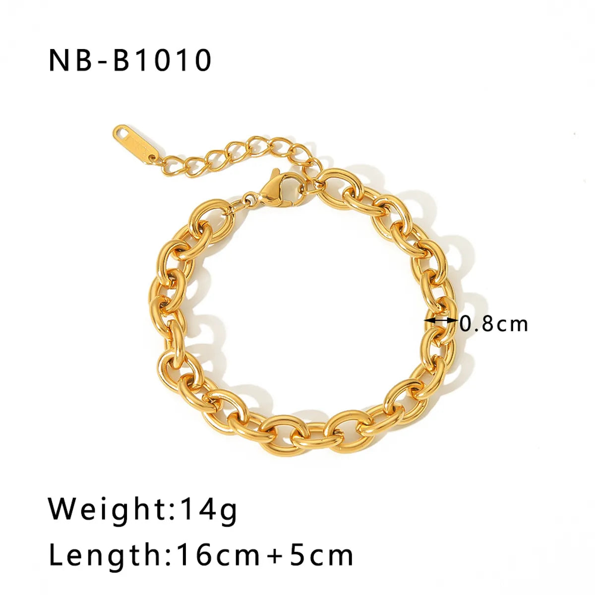 304 Stainless Steel 18K Gold Plated Basic Modern Style Classic Style Plating Geometric Solid Color Bracelets