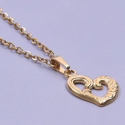 Wholesale Jewelry Basic Modern Style Classic Style Heart Shape 304 Stainless Steel 18K Gold Plated Plating Pendant Necklace