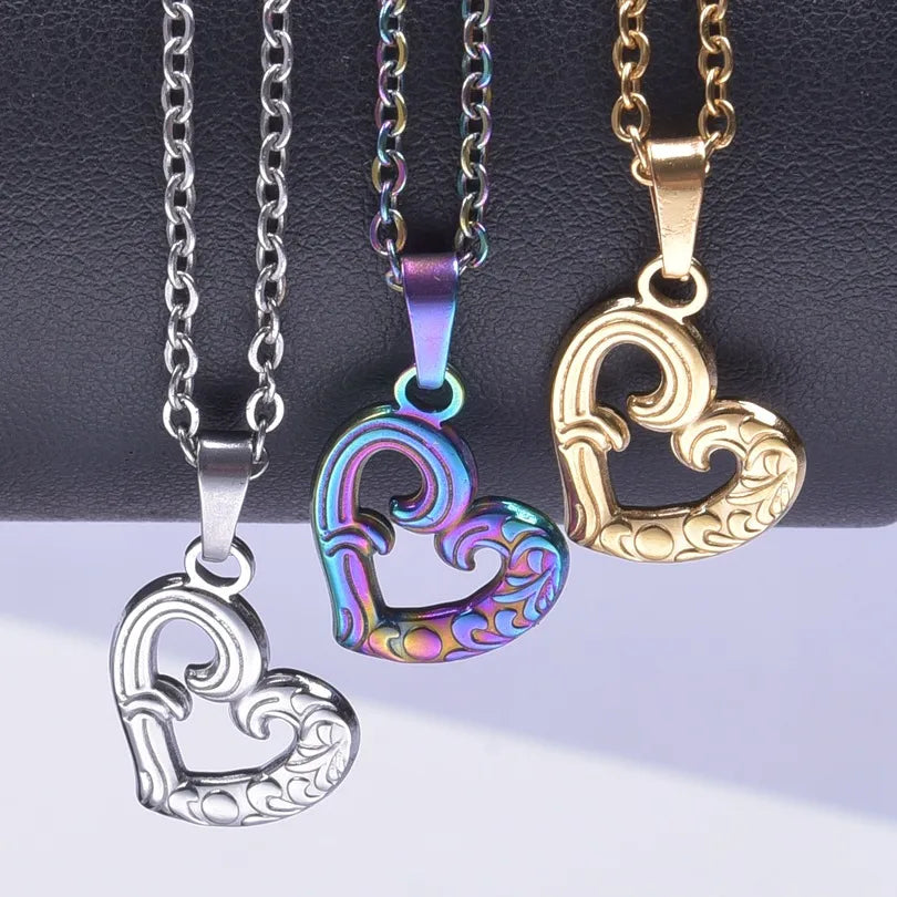 Wholesale Jewelry Basic Modern Style Classic Style Heart Shape 304 Stainless Steel 18K Gold Plated Plating Pendant Necklace