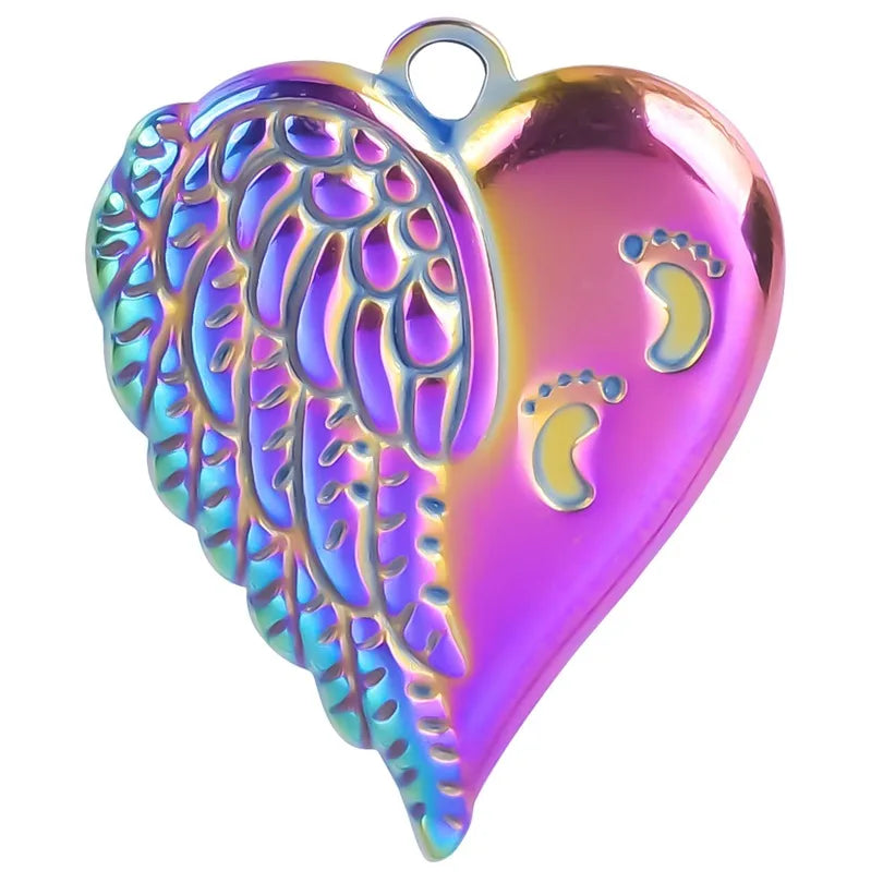 304 Stainless Steel 18K Gold Plated Basic Modern Style Classic Style Plating Heart Shape Wings Footprint Pendant Necklace