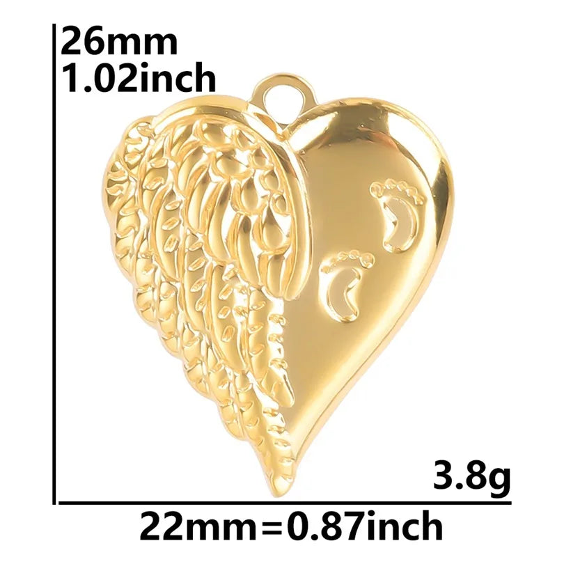 304 Stainless Steel 18K Gold Plated Basic Modern Style Classic Style Plating Heart Shape Wings Footprint Pendant Necklace