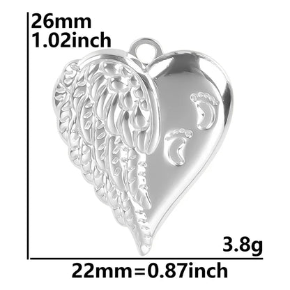 304 Stainless Steel 18K Gold Plated Basic Modern Style Classic Style Plating Heart Shape Wings Footprint Pendant Necklace