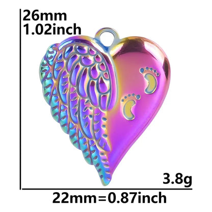 304 Stainless Steel 18K Gold Plated Basic Modern Style Classic Style Plating Heart Shape Wings Footprint Pendant Necklace