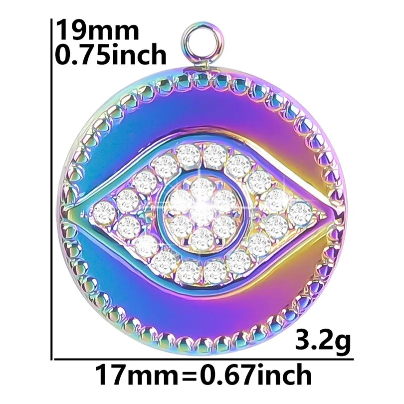 304 Stainless Steel 18K Gold Plated Basic Modern Style Classic Style Plating Inlay Geometric Devil'S Eye Rhinestones Pendant Necklace