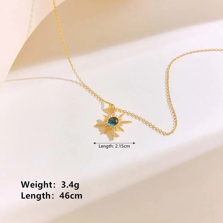 304 Stainless Steel 18K Gold Plated Basic Modern Style Classic Style Plating Inlay Universe Star Moon Rhinestones Pendant Necklace