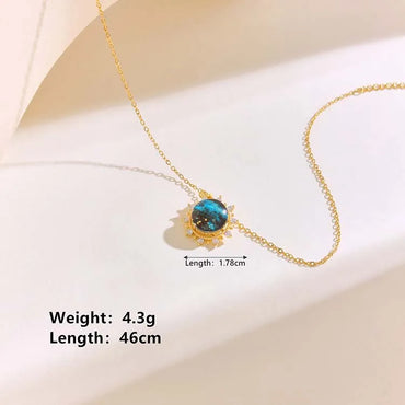 304 Stainless Steel 18K Gold Plated Basic Modern Style Classic Style Plating Inlay Universe Star Moon Rhinestones Pendant Necklace