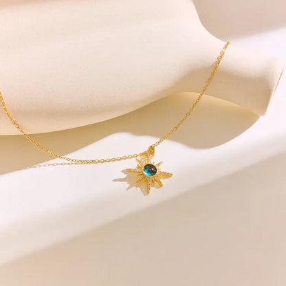 304 Stainless Steel 18K Gold Plated Basic Modern Style Classic Style Plating Inlay Universe Star Moon Rhinestones Pendant Necklace