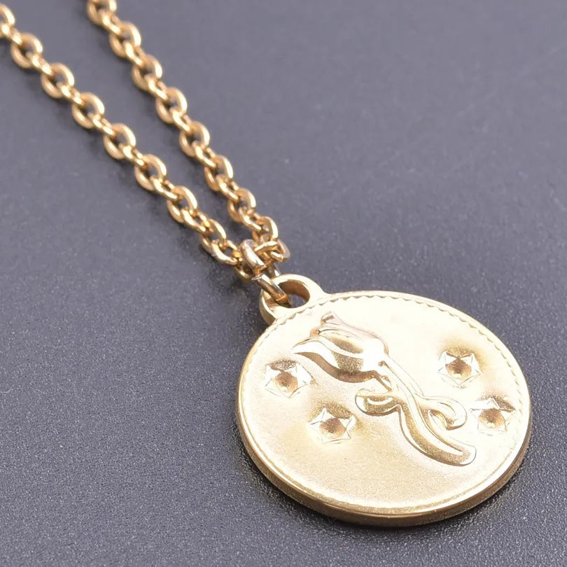 304 Stainless Steel 18K Gold Plated Basic Modern Style Classic Style Plating Rose Pendant Necklace