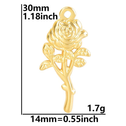 304 Stainless Steel 18K Gold Plated Basic Modern Style Classic Style Plating Rose Pendant Necklace