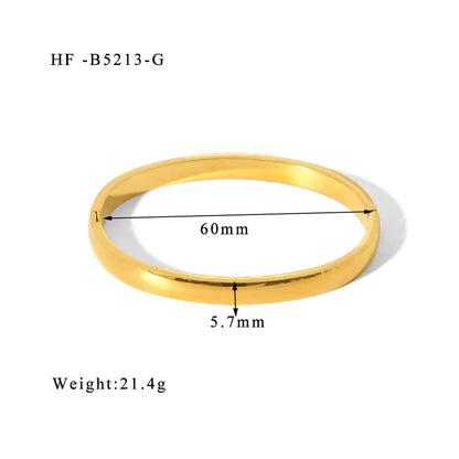 304 Stainless Steel 18K Gold Plated Basic Modern Style Classic Style Plating Round Solid Color Bangle