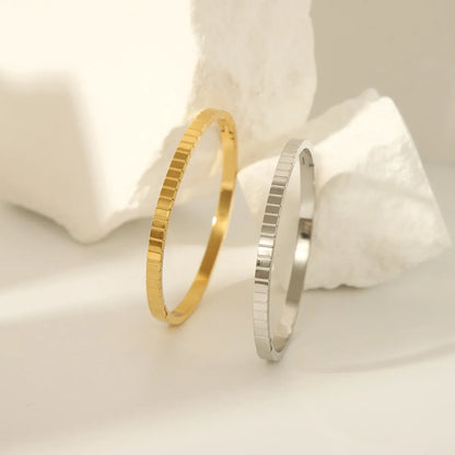 304 Stainless Steel 18K Gold Plated Basic Modern Style Classic Style Plating Solid Color Bangle