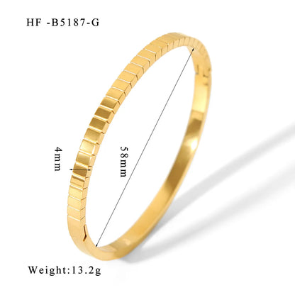 304 Stainless Steel 18K Gold Plated Basic Modern Style Classic Style Plating Solid Color Bangle