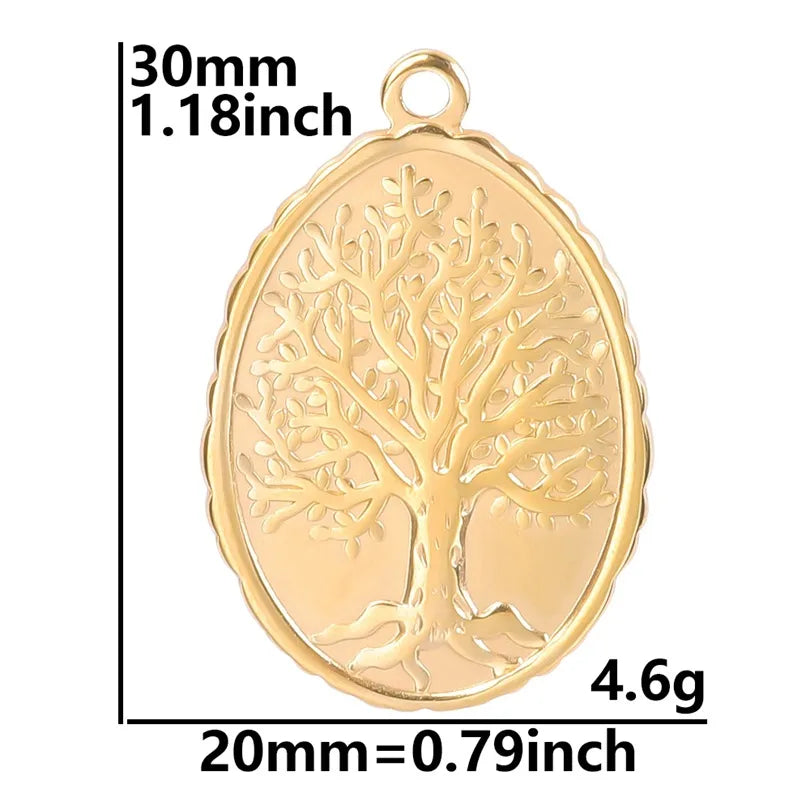 304 Stainless Steel 18K Gold Plated Basic Modern Style Classic Style Plating Tree Pendant Necklace