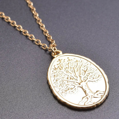 304 Stainless Steel 18K Gold Plated Basic Modern Style Classic Style Plating Tree Pendant Necklace