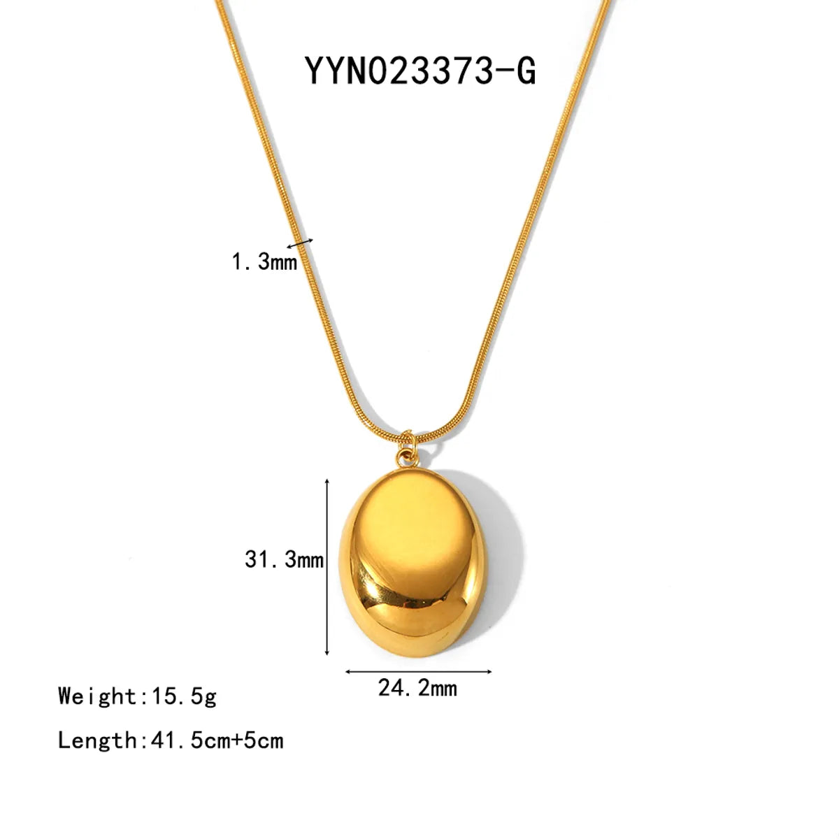 304 Stainless Steel 18K Gold Plated Basic Modern Style Polishing Plating Geometric Solid Color Pendant Necklace