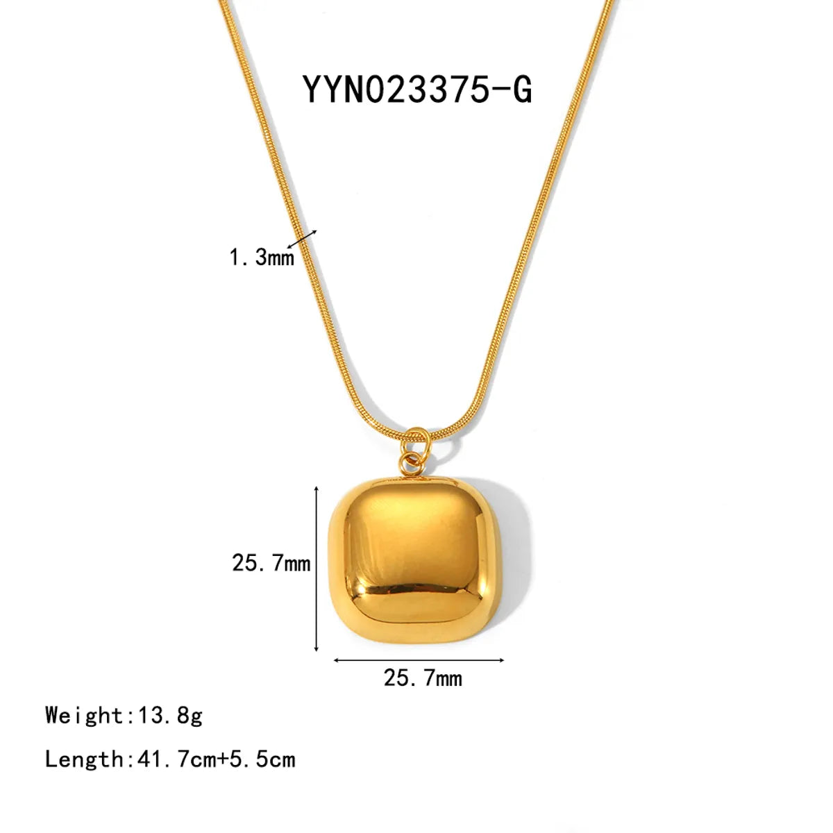 304 Stainless Steel 18K Gold Plated Basic Modern Style Polishing Plating Geometric Solid Color Pendant Necklace