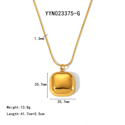 304 Stainless Steel 18K Gold Plated Basic Modern Style Polishing Plating Geometric Solid Color Pendant Necklace