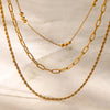 304 Stainless Steel 18K Gold Plated Basic Plating Chain Titanium Steel Three Layer Necklace