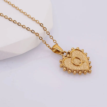 304 Stainless Steel 18K Gold Plated Basic Simple Style Classic Style Letter Heart Shape Pendant Necklace