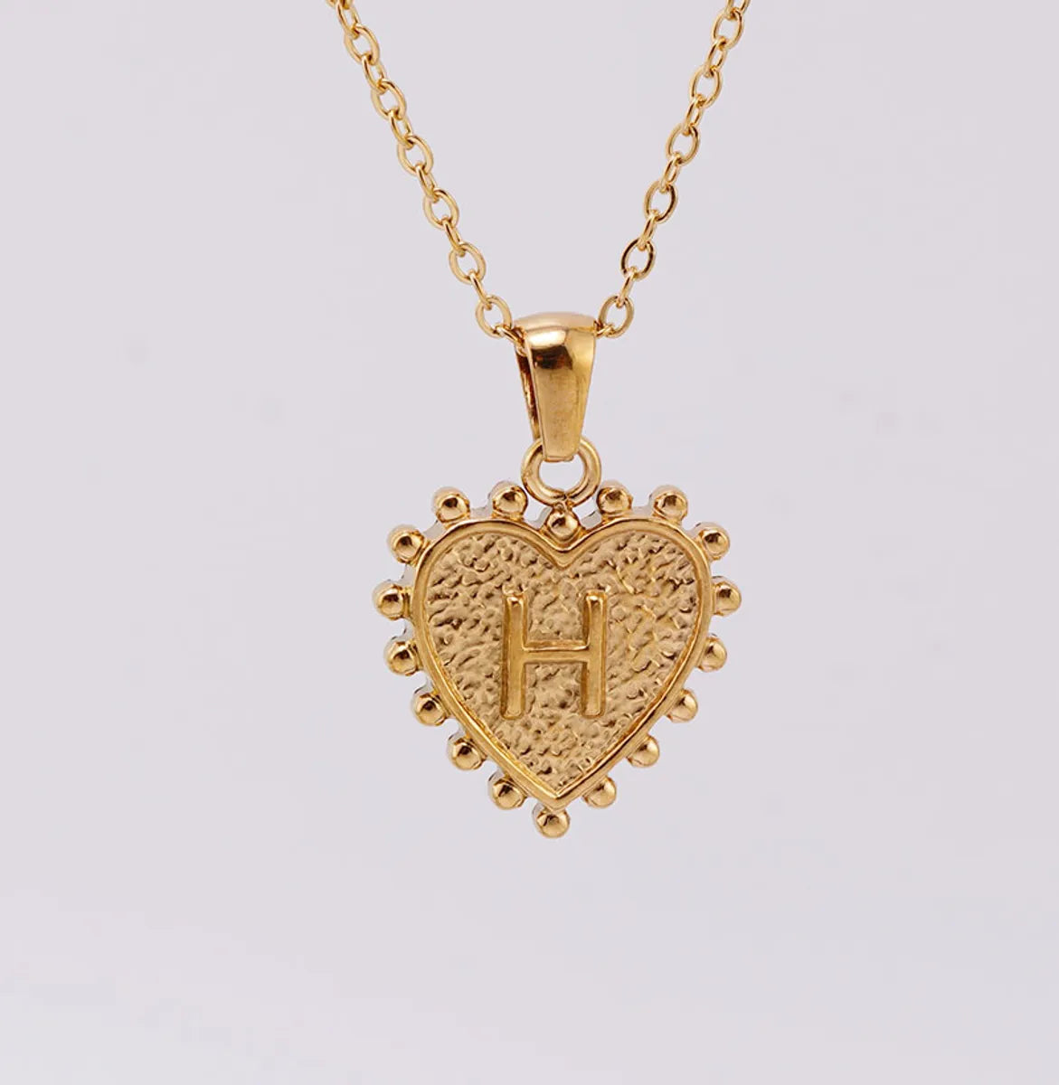 304 Stainless Steel 18K Gold Plated Basic Simple Style Classic Style Letter Heart Shape Pendant Necklace