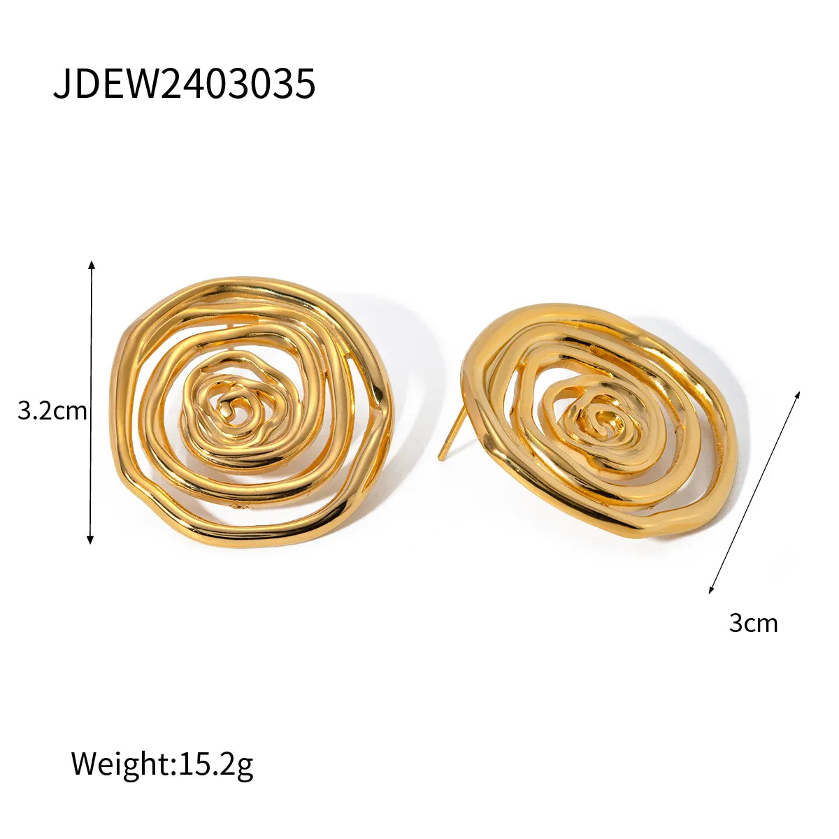 304 Stainless Steel 18K Gold Plated Basic Simple Style Classic Style Plating Solid Color Spiral Earrings Necklace Jewelry Set