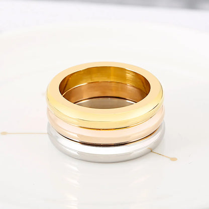 304 Stainless Steel 18K Gold Plated Basic Simple Style Classic Style Round Rings