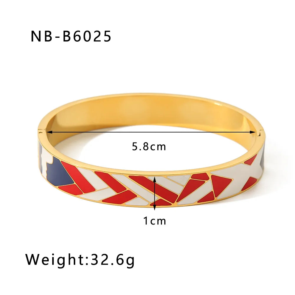 304 Stainless Steel 18K Gold Plated Basic Simple Style Plating Geometric Bangle