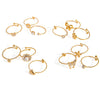 304 Stainless Steel 18K Gold Plated Basic Sweet Geometric Flower Bow Knot Open Rings