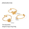 304 Stainless Steel 18K Gold Plated Basic Sweet Geometric Flower Bow Knot Open Rings